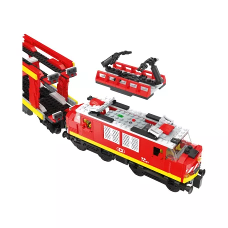 PlayTive Clippys Freight Train 753 részes tehervonat építőkocka készlet, világító, távirányítós, elemes vonat 2.5m sínpályával, rámpával és 1 db autóval
