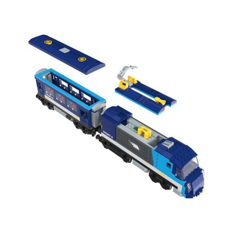 lupilu / PlayTive Clippys Passenger Train 632 részes vonat építőkocka készlet, világító, távirányítós, elemes személyvonat 2.5m sínpályával, 5 figurával