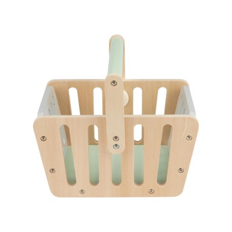 PlayTive Shopping Basket játék (gyermek) mini (226 x 188 x 192 mm) fa bevásároló kosár, 5 részes bevásárlókosár fából