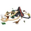   PlayTive Dino Park 49 részes fa vonat szett, favonat készlet önjáró elemes teherautóval vulkánnal 