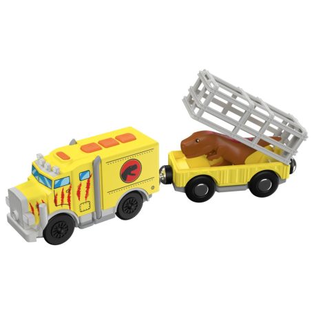 PlayTive Dino Park 49 részes fa vonat szett, favonat készlet önjáró elemes teherautóval vulkánnal 