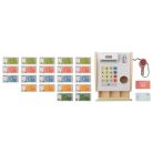 Lupilu / PlayTive 18 x 17 x 13 cm 24 részes, kreativitás és fantázia fejlesztő fa játék pénztárgép, kassza, kasszagép bankkártya terminállal, kézi szekkenner, LCD kijelzővel