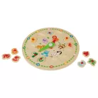 PlayTive Zoo Clock készségfejlesztő fa puzzle óra, 13 részes tanuló óra játék szett állatokkal és számokkal (460715)