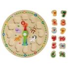 PlayTive Zoo Clock készségfejlesztő fa puzzle óra, 13 részes tanuló óra játék szett állatokkal és számokkal (460715)