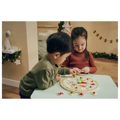 PlayTive Zoo Clock készségfejlesztő fa puzzle óra, 13 részes tanuló óra játék szett állatokkal és számokkal (460715)
