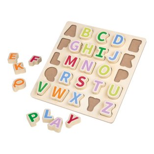   PlayTive készségfejlesztő fa ABC Puzzle, ABC betű kirakó játék tartós fából, színes, nagy méretű betűkkel (451732)