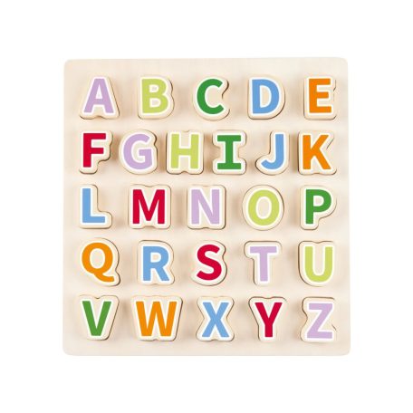PlayTive készségfejlesztő fa ABC Puzzle, ABC betű kirakó játék tartós fából, színes, nagy méretű betűkkel (451732)