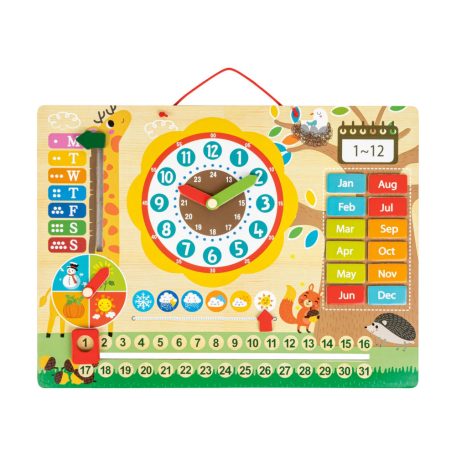 PlayTive készségfejlesztő mágneses fali óra, naptár, évszakok és hónapok gyakorlására szolgáló fali játék tábla