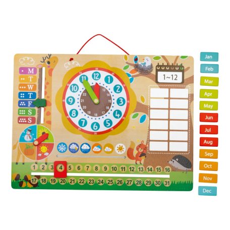 PlayTive készségfejlesztő mágneses fali óra, naptár, évszakok és hónapok gyakorlására szolgáló fali játék tábla