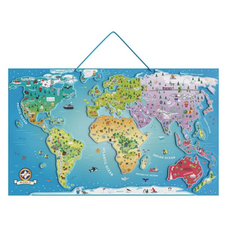 PlayTive 75 x 45 cm fa 94 részes Világ mágneses térkép, világtérkép puzzle (Magnetic Map of World)