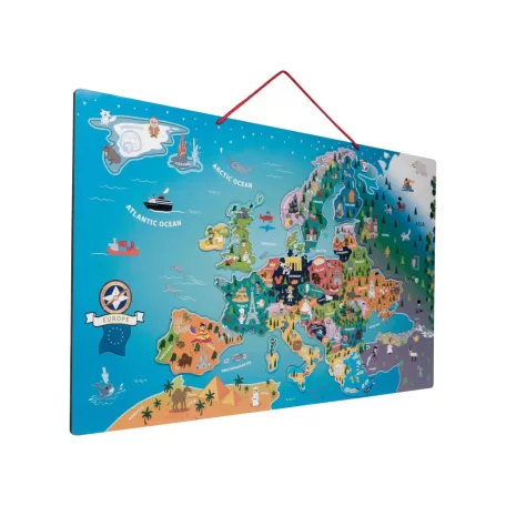 PlayTive 75 x 45 cm fa 94 részes Európa mágneses térkép, puzzle (Magnetic Map of Europe)