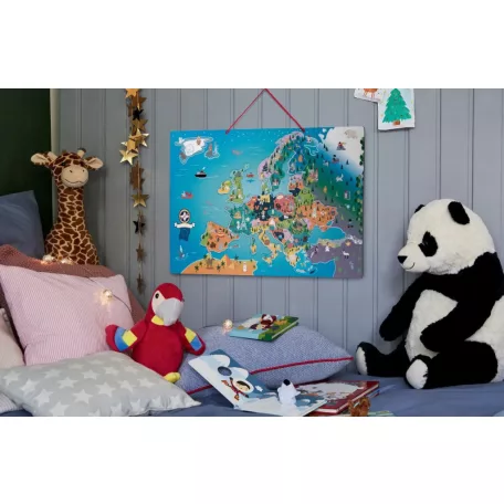 PlayTive 75 x 45 cm fa 94 részes Európa mágneses térkép, puzzle (Magnetic Map of Europe)