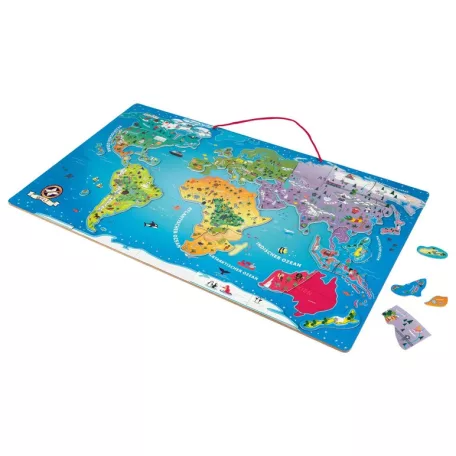 PlayTive 75 x 45 cm fa 94 részes Világ mágneses térkép, világtérkép puzzle (Magnetic Map of World)