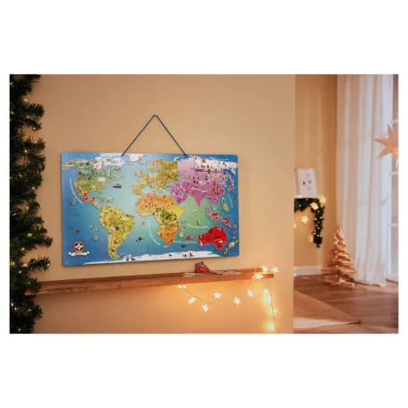 PlayTive 75 x 45 cm fa 94 részes Világ mágneses térkép, világtérkép puzzle (Magnetic Map of World)