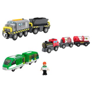   PlayTive 3 az 1 -ben önjáró, elemes, mágneses mozdony / vonat szett diesel-, személy és teher mozdonnyal, hang- és fényeffektusokkal, fa vonat szettekhez