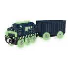 lupilu / PlayTive GLOW önjáró, elemes, sötétben világító (foszforeszkáló) tehermozdony, hangot adó, világító mágneses mozdony és vagon fa vonat szettekhez