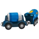 PlayTive önjáró, elemes kék W2 vonat, hangot adó, világító mágneses mozdony mechanikusan forgó pótkocsival, fa vonat szettekhez