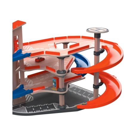 liupilu / PlayTive Racers XL fa parkoló, 4 szintes parkolóház 2 autóval, helikopter leszállóval, jármű lifttel (PlayTive Car Park, PlayTive parkoló)