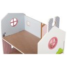 PlayTive Pink Puppenhaus rózsaszín fa babaház, 48 x 46 x 30 cm, kétszintes babaház fából, 48 db kiegészítővel