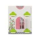 PlayTive Pink Puppenhaus rózsaszín fa babaház, 48 x 46 x 30 cm, kétszintes babaház fából, 48 db kiegészítővel