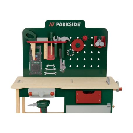 lupilu / PlayTive ParkSide Fa játék munkapad, fából készült 74 részes játék szerelőasztal szerszámokkal és fúrógéppel (HG07512 Workbench)