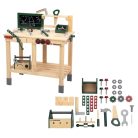 PlayTive ParkSide Mud Workbench fa játék kerti munkapad, fából készült 36 részes játék szerelőasztal szerszámokkal kültérre