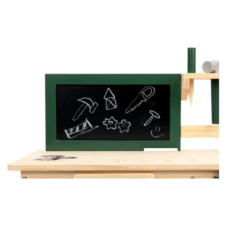 PlayTive ParkSide Mud Workbench fa játék kerti munkapad, fából készült 36 részes játék szerelőasztal szerszámokkal kültérre