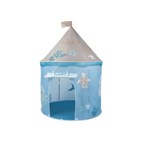 lupilu / PlayTive Aquarium barna / kék játéksátor tengeri állat motívumokkal (teknős, polip, rák, delfin), 100 x 145 cm poliészter játszósátor
