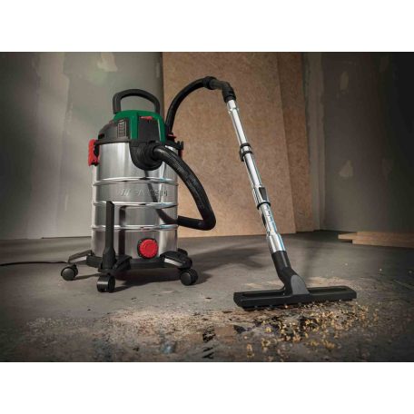 Parkside PWD 25 C4  inox 25 literes 1400W nemesacél száraz - nedves porzsák nélküli porszívó (porzsákkal is használható)