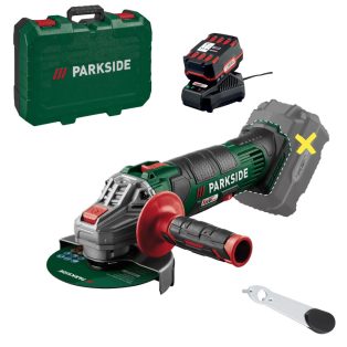   ParkSide PWSA 20-Li F4 / G4 Basic 20V 4 Ah X20 akkus, 125 mm 20V akkumulátoros sarokcsiszoló akkuval és töltővel, kofferben