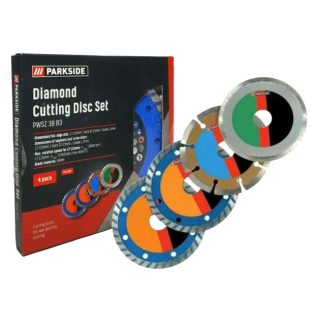   ParkSide PWSZS 1 / WWS-DTS4-P01 Diamond Cutting Disc Set 4 darabos 125 mm gyémánt vágókorong készlet sarokcsiszolóhoz (kisflexhez)