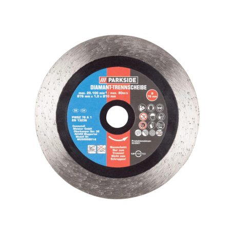 ParkSide PWSZ 76 A1 Diamond Cutting Disc WET 76 mm x 1.0 mm fém vágó korong (20100 RPM max) PWSA 12 sarokcsiszolóhoz
