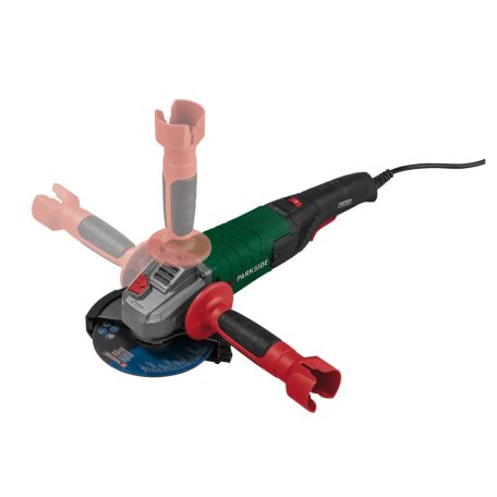 ParkSide PWS 125 G6 / I8 elektromos 1200W 125 mm vezetékes sarokcsiszoló, szabályozható fordulatszámú kétkezes kis flex 1 db koronggal