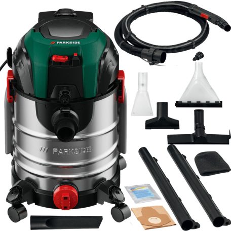 BONTOTT ParkSide PWS 20 C2 20L 1600W kárpittisztító, nemesacél (inox) kombinált takarítógép és száraz-nedves porszívó