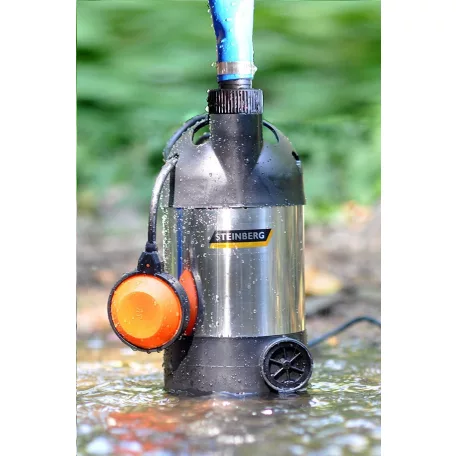 Steinberg PZ 600 inox nemesacél 600W úszókapcsolós kerti szivattyú, szennyvízszivattyú úszókapcsolóval 8.000 l/h