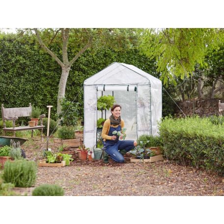 ParkSide / GardenStar 8 polcos 140 x 200 x 140 cm szövetfólia hobby kerti melegház, szövethálós fóliasátor polcokkal