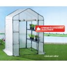 ParkSide / GardenStar 8 polcos 140 x 200 x 140 cm szövetfólia hobby kerti melegház, szövethálós fóliasátor polcokkal