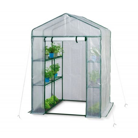 ParkSide / GardenStar 8 polcos 140 x 200 x 140 cm szövetfólia hobby kerti melegház, szövethálós fóliasátor polcokkal