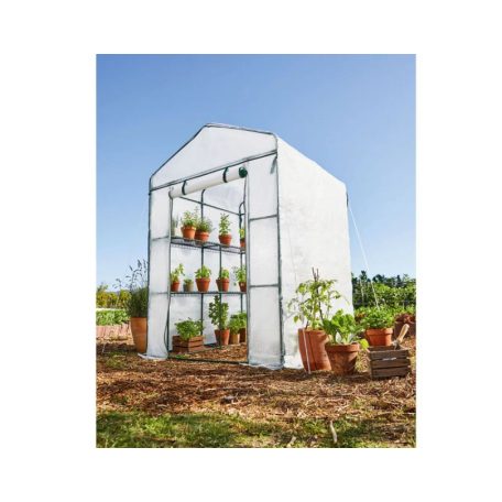 ParkSide / GardenStar 8 polcos 140 x 200 x 140 cm szövetfólia hobby kerti melegház, szövethálós fóliasátor polcokkal