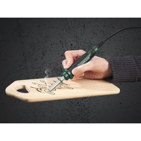 ParkSide PBMK 30 A1 piro páka, pirogravírozó, 30W 16 részes pirográf készlet (7 x író- és rajzhegy + 7 x pecsétnyomó + állvány)