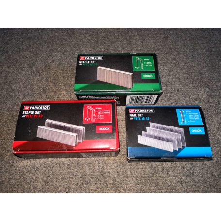 ParkSide PET 25 C3 / D4 XL állítható ütőerejű 25W elektromos tűzőgép és szögbelövő 9000 tartozék szeggel és kapoccsal