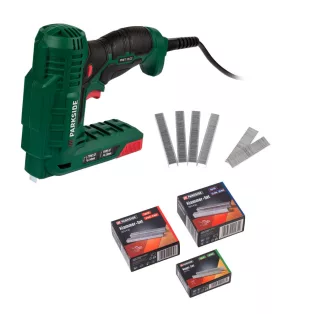   ParkSide PHET 15 C2 XL 15W / 70W elektromos tűzőgép és szögbelövő 9500 db kapocs és szög kiegészítővel