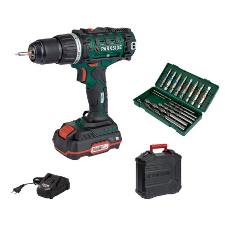 ParkSide PABS 20-Li G8 ECO 20V 2Ah X20V akkumulátoros akkus fúró, 45 Nm csavarbehajtó bitkészlettel, kofferben, akkuval és töltővel