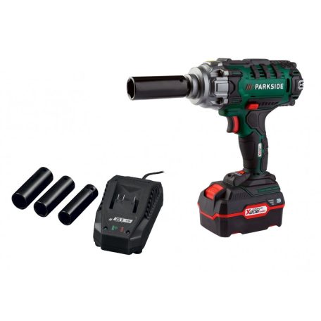 ParkSide PASSK 20-Li C4 20V 4Ah 400Nm akkus ütvecsavarozó, akkumulátoros kerékkulcs készlet kofferben, 4 db CR-V dugókulccsal