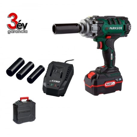 ParkSide PASSK 20-Li C4 20V 4Ah 400Nm akkus ütvecsavarozó, akkumulátoros kerékkulcs készlet kofferben, 4 db CR-V dugókulccsal