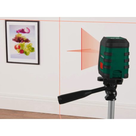 ParkSide PKLL 10 B3 / B4 keresztvonalas lézer szintező, 10 méter, piros, önbeálló Crossline Laser, tripod állvánnyal 