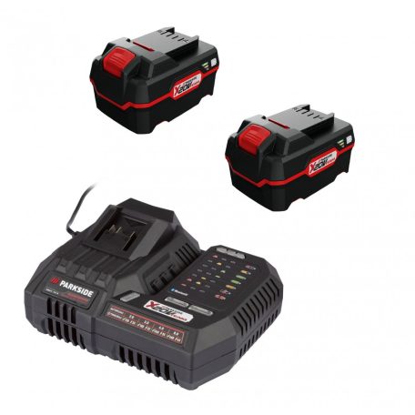 ParkSide Performance PLGS 2012 A1 X20V 300W Smart akkutöltő + 2 x PAP 20 B3 20V 4Ah X20 dupla akkus csomag 
