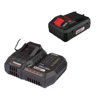   ParkSide Performance PLGS 2012 A1 X20V 300W Smart akkutöltő + PAPS 204 A1 / PAPP 204 A1 20V 4Ah X20 akku csomag 