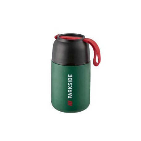 ParkSide Fan Edition Insulated Food Flask 650 ml 10 x 19 cm duplafalú acél ételtermosz, uzsonnás doboz, ételhordó összecsukható fém kanállal