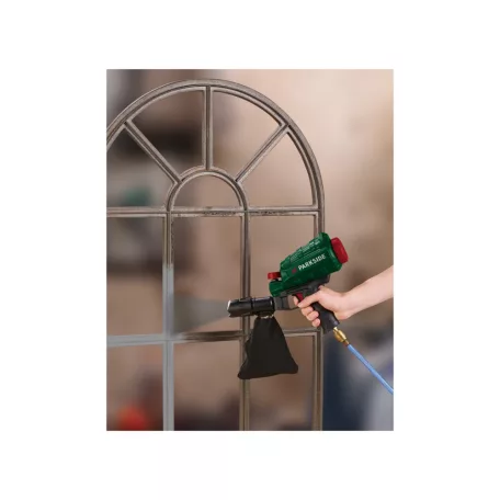 ParkSide PDSP 1000 E6 pneumatikus homokszóró, sűrített levegős homokfúvó pisztoly szemcsegyűjtővel